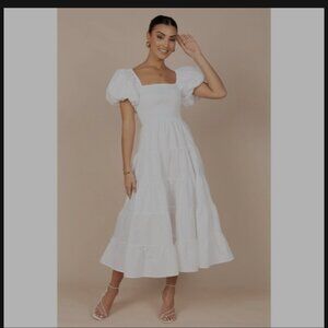 Target White Puff Sleeve Midi Dress